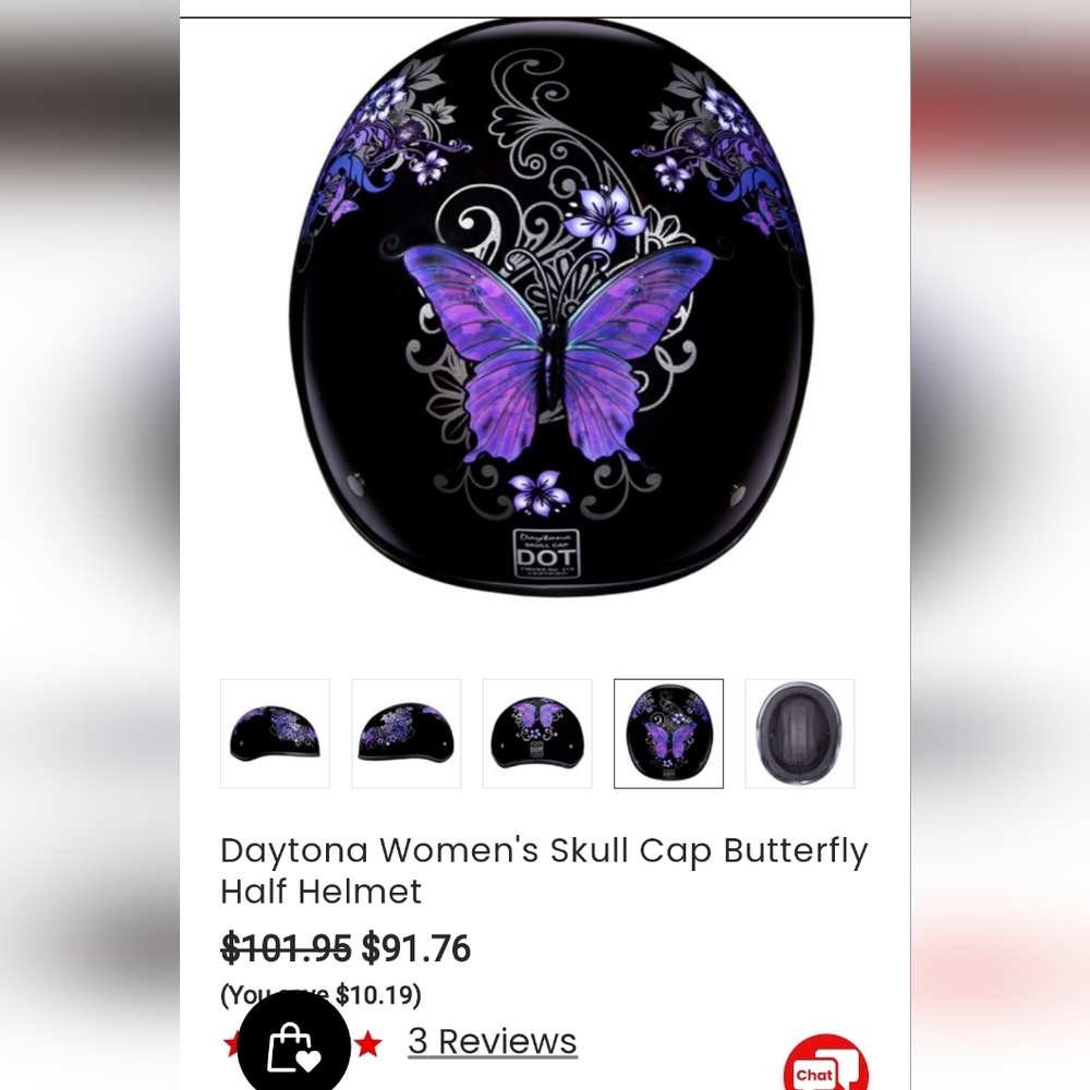 Daytona women's skull cap dot approved size xs